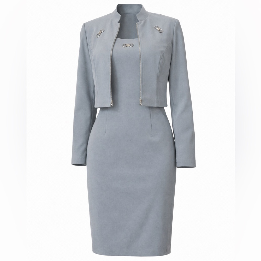 VTG DJ & Co 2PC Set Blazer Dress Women SZ S Preppy Minimalist Office Secretary